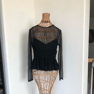 Black lace peplum top